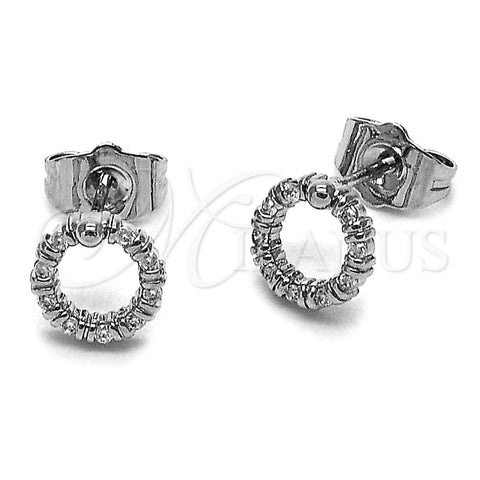 Rhodium Gold Filled Stud Earring, with White Micro Pave, Polished, Rhodium Finish, 02.100.0137.1