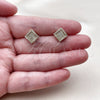 Oro Laminado Stud Earring, Gold Filled Style with White Micro Pave, Polished, Golden Finish, 02.100.0138