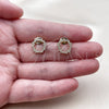 Oro Laminado Stud Earring, Gold Filled Style with White Cubic Zirconia, Polished, Golden Finish, 02.100.0139