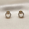 Oro Laminado Stud Earring, Gold Filled Style with White Cubic Zirconia, Polished, Golden Finish, 02.100.0139