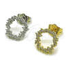 Oro Laminado Stud Earring, Gold Filled Style with White Cubic Zirconia, Polished, Golden Finish, 02.100.0139