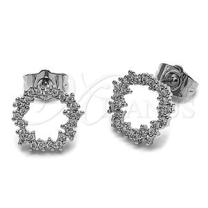 Rhodium Gold Filled Stud Earring, with White Cubic Zirconia, Polished, Rhodium Finish, 02.100.0139.1
