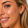 Oro Laminado Stud Earring, Gold Filled Style with White Cubic Zirconia, Polished, Golden Finish, 02.100.0140