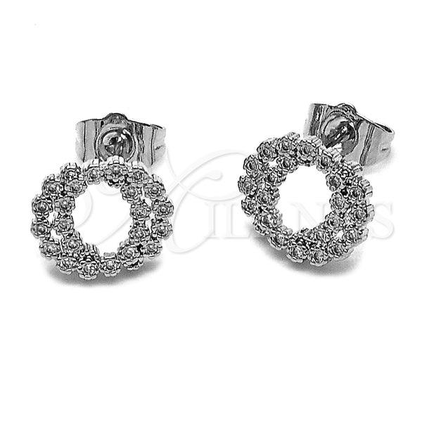Rhodium Gold Filled Stud Earring, with White Cubic Zirconia, Polished, Rhodium Finish, 02.100.0140.1