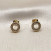Oro Laminado Stud Earring, Gold Filled Style with White Micro Pave, Polished, Golden Finish, 02.100.0141