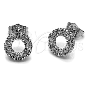 Rhodium Gold Filled Stud Earring, with White Micro Pave, Polished, Rhodium Finish, 02.100.0141.1