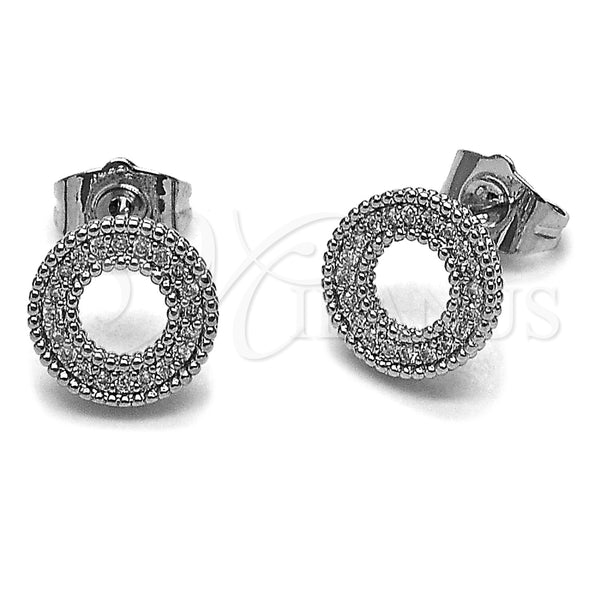 Rhodium Gold Filled Stud Earring, with White Micro Pave, Polished, Rhodium Finish, 02.100.0141.1