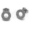 Rhodium Gold Filled Stud Earring, with White Micro Pave, Polished, Rhodium Finish, 02.100.0141.1