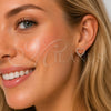 Oro Laminado Stud Earring, Gold Filled Style Heart Design, with White Cubic Zirconia, Polished, Golden Finish, 02.100.0142