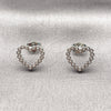 Rhodium Gold Filled Stud Earring, Heart Design, with White Cubic Zirconia, Polished, Rhodium Finish, 02.100.0142.1