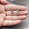 Rhodium Gold Filled Stud Earring, Teardrop Design, with White Micro Pave, Polished, Rhodium Finish, 02.100.0143.1