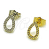 Rhodium Gold Filled Stud Earring, Teardrop Design, with White Micro Pave, Polished, Rhodium Finish, 02.100.0143.1