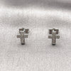 Rhodium Gold Filled Stud Earring, Cross Design, with White Micro Pave, Polished, Rhodium Finish, 02.100.0144.1