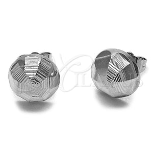 Rhodium Gold Filled Stud Earring, Diamond Cutting Finish, Rhodium Finish, 02.100.0120.2