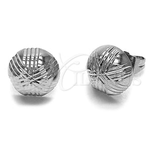 Rhodium Gold Filled Stud Earring, Ball Design, Diamond Cutting Finish, Rhodium Finish, 02.100.0119.2