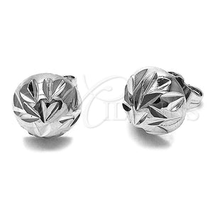 Rhodium Gold Filled Stud Earring, Ball Design, Diamond Cutting Finish, Rhodium Finish, 02.100.0117.2