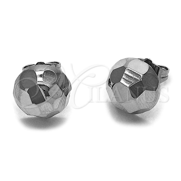 Rhodium Gold Filled Stud Earring, Ball Design, Polished, Rhodium Finish, 02.100.0118.2