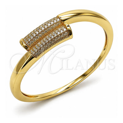 Oro Laminado Individual Bangle, Gold Filled Style with White Cubic Zirconia, Polished, Golden Finish, 07.413.0009.04 (18 MM Thickness, Size 4 (2.25 Diameter))