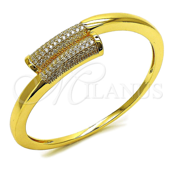 Oro Laminado Individual Bangle, Gold Filled Style with White Cubic Zirconia, Polished, Golden Finish, 07.413.0009.04 (18 MM Thickness, Size 4 (2.25 Diameter))