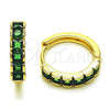 Oro Laminado Huggie Hoop, Gold Filled Style with Green Cubic Zirconia, Polished, Golden Finish, 02.413.0006.2.18