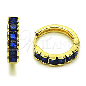 Oro Laminado Huggie Hoop, Gold Filled Style with Sapphire Blue Cubic Zirconia, Polished, Golden Finish, 02.413.0006.3.18