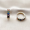 Oro Laminado Huggie Hoop, Gold Filled Style with Multicolor Cubic Zirconia, Polished, Golden Finish, 02.413.0007.18