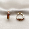 Oro Laminado Huggie Hoop, Gold Filled Style with Garnet Cubic Zirconia, Polished, Golden Finish, 02.413.0007.1.18