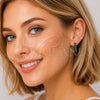 Oro Laminado Huggie Hoop, Gold Filled Style with Green Cubic Zirconia, Polished, Golden Finish, 02.413.0007.2.18