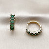 Oro Laminado Huggie Hoop, Gold Filled Style with Green Cubic Zirconia, Polished, Golden Finish, 02.413.0007.2.18