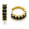 Oro Laminado Huggie Hoop, Gold Filled Style with Black Cubic Zirconia, Polished, Golden Finish, 02.413.0007.5.18