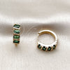 Oro Laminado Huggie Hoop, Gold Filled Style with Green Cubic Zirconia, Polished, Golden Finish, 02.210.0025.10.18