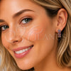 Oro Laminado Huggie Hoop, Gold Filled Style with Amethyst Cubic Zirconia, Polished, Golden Finish, 02.210.0025.12.18