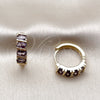 Oro Laminado Huggie Hoop, Gold Filled Style with Amethyst Cubic Zirconia, Polished, Golden Finish, 02.210.0025.12.18