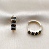 Oro Laminado Huggie Hoop, Gold Filled Style with Black Cubic Zirconia, Polished, Golden Finish, 02.210.0025.13.18