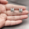 Rhodium Gold Filled Stud Earring, Butterfly Design, with White Cubic Zirconia, Polished, Rhodium Finish, 02.266.0092