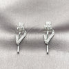 Rhodium Gold Filled Stud Earring, Flower Design, with White Cubic Zirconia, Polished, Rhodium Finish, 02.266.0094