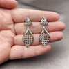 Rhodium Gold Filled Dangle Earring, Flower Design, with White Cubic Zirconia, Polished, Rhodium Finish, 02.266.0097