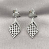 Rhodium Gold Filled Dangle Earring, Flower Design, with White Cubic Zirconia, Polished, Rhodium Finish, 02.266.0097