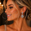 Rhodium Gold Filled Dangle Earring, Cluster Design, with White Cubic Zirconia, Polished, Rhodium Finish, 02.266.0098