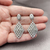 Rhodium Gold Filled Dangle Earring, Cluster Design, with White Cubic Zirconia, Polished, Rhodium Finish, 02.266.0098
