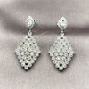 Rhodium Gold Filled Dangle Earring, Cluster Design, with White Cubic Zirconia, Polished, Rhodium Finish, 02.266.0098