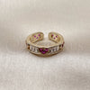 Oro Laminado Multi Stone Ring, Gold Filled Style Heart and Baguette Design, with Ruby and White Cubic Zirconia, Polished, Golden Finish, 01.266.0109 (One size fits all)