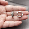 Rhodium Gold Filled Huggie Hoop, Heart Design, with White Cubic Zirconia, Polished, Rhodium Finish, 02.266.0099.18
