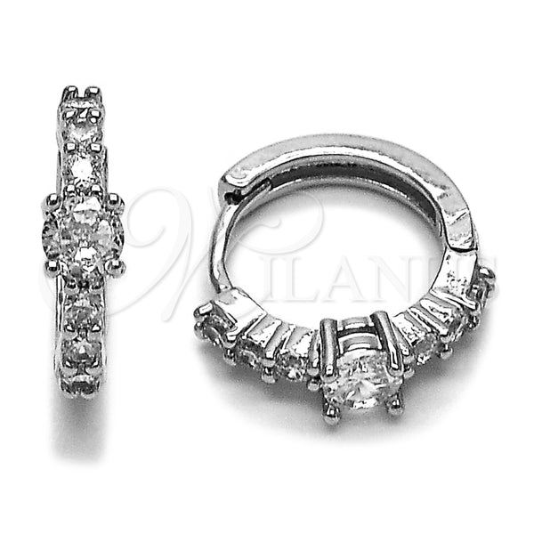 Rhodium Gold Filled Huggie Hoop, Cluster Design, with White Cubic Zirconia, Polished, Rhodium Finish, 02.266.0100.15