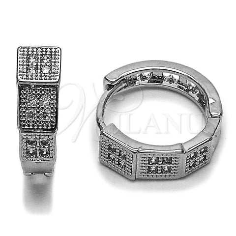 Rhodium Gold Filled Huggie Hoop, with White Micro Pave, Polished, Rhodium Finish, 02.266.0101.16