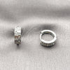 Rhodium Gold Filled Huggie Hoop, Greek Key Design, with White Micro Pave, Polished, Rhodium Finish, 02.266.0102.15