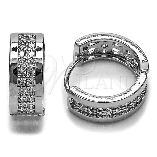 Rhodium Gold Filled Huggie Hoop, with White Micro Pave, Polished, Rhodium Finish, 02.266.0103.16
