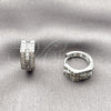 Rhodium Gold Filled Huggie Hoop, with White Cubic Zirconia, Polished, Rhodium Finish, 02.266.0104.16