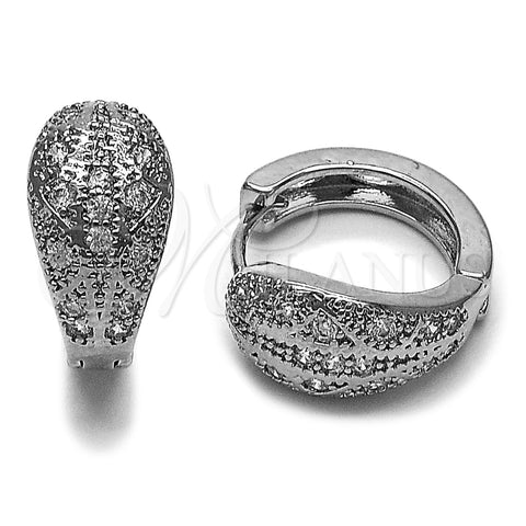 Rhodium Gold Filled Huggie Hoop, with White Cubic Zirconia, Polished, Rhodium Finish, 02.266.0105.18