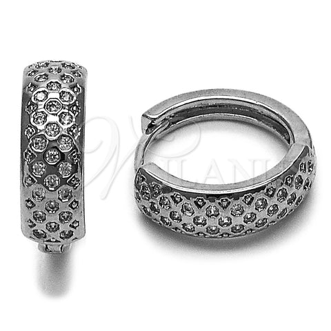 Rhodium Gold Filled Huggie Hoop, with White Cubic Zirconia, Polished, Rhodium Finish, 02.266.0107.18